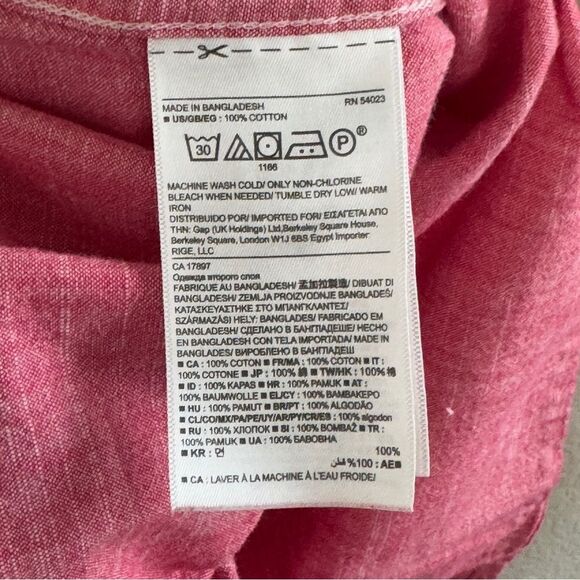Banana Republic Long Sleeve Soft Washed Light Red Button-Up Shirt 100% Cotton - Picture 4 of 8